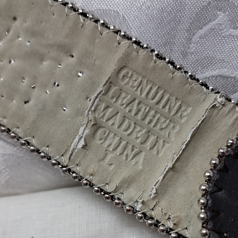 Genuine Leather Belt with Silver Accents - Picture 2 of 9